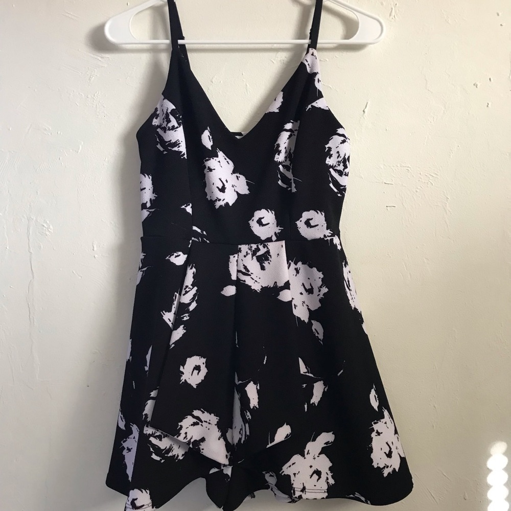 Black & White Floral Romper
